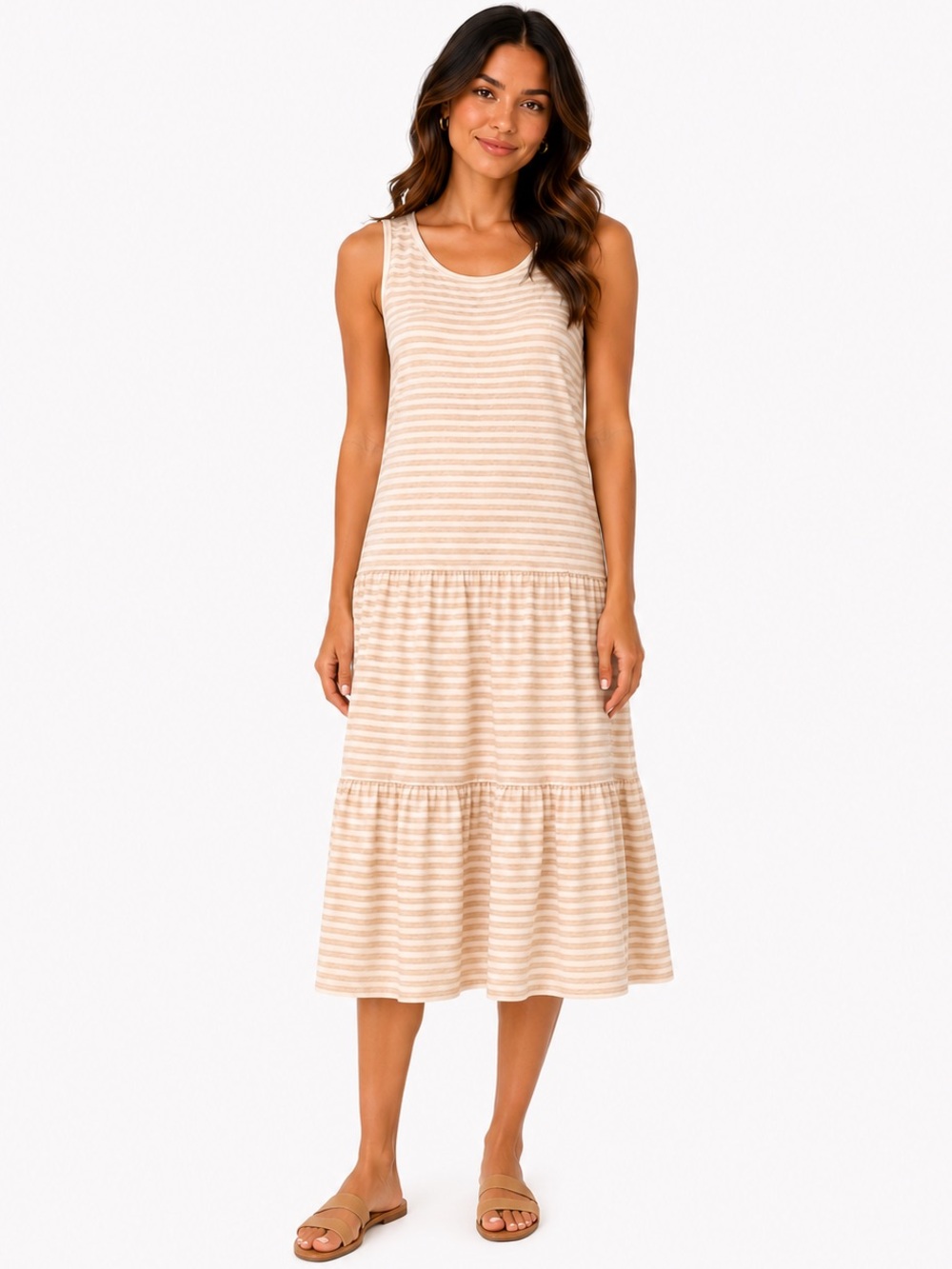 Like NEW: BB Dakota Cream Striped Midi Dress